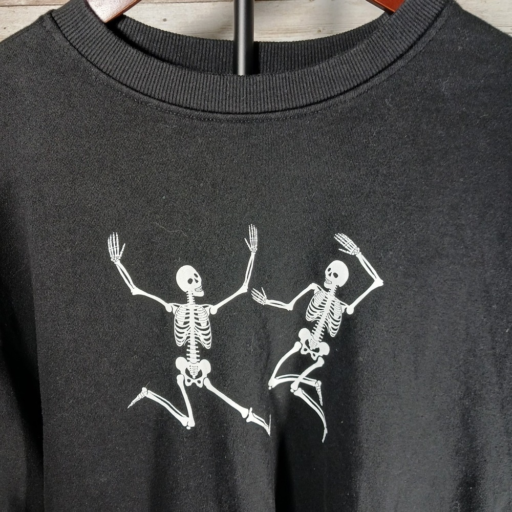 Forever 21 Black Sweatshirt - Dancing Skeletons- Size Medium - Picture 2 of 5